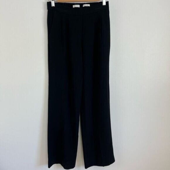 Babaton Fine Japanese Fabric Black Pull On Tapered High Waisted Ankle Pants 2 - Picture 4 of 15